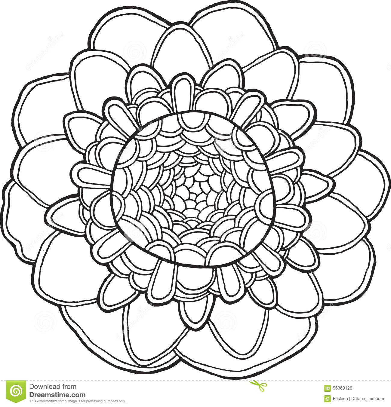 Drawing Exotic Flowers Exotic Flower Mandala Vector isolated Element Stock Vector