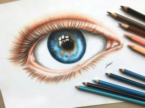 Drawing Eye Colour Pencil An Eye Colored Pencil Drawing by Polaara Colored Pencil
