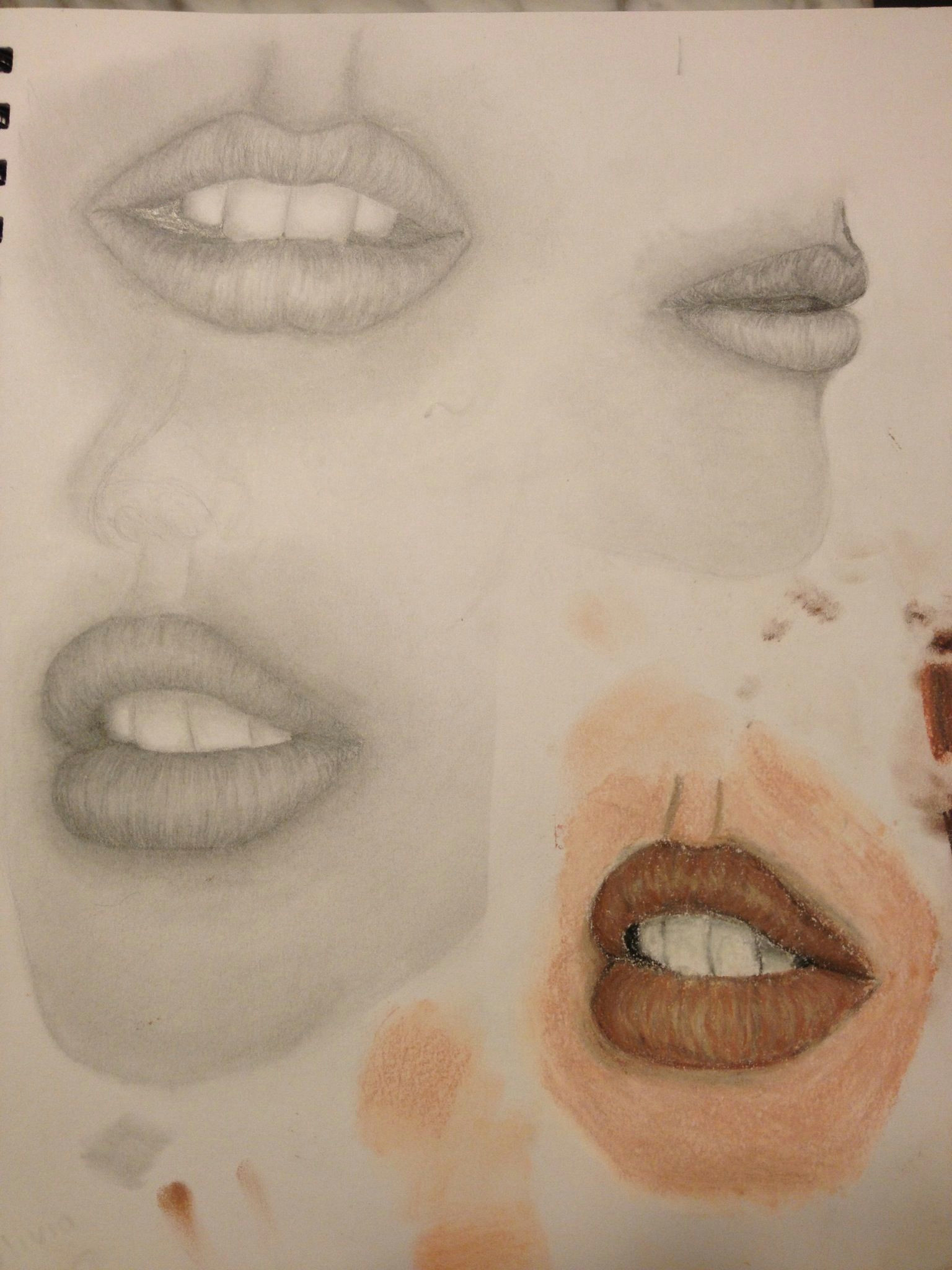 Drawing Eye Nose Mouth Grade 11 Pencil and Conte Mouth Sketches Sketching Pinterest