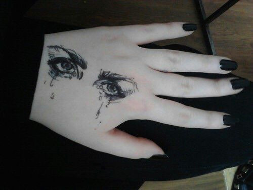 Drawing Eye On Hand Aesthetic Art Black Dark Eyes Grunge Hand Hands Indie Pale
