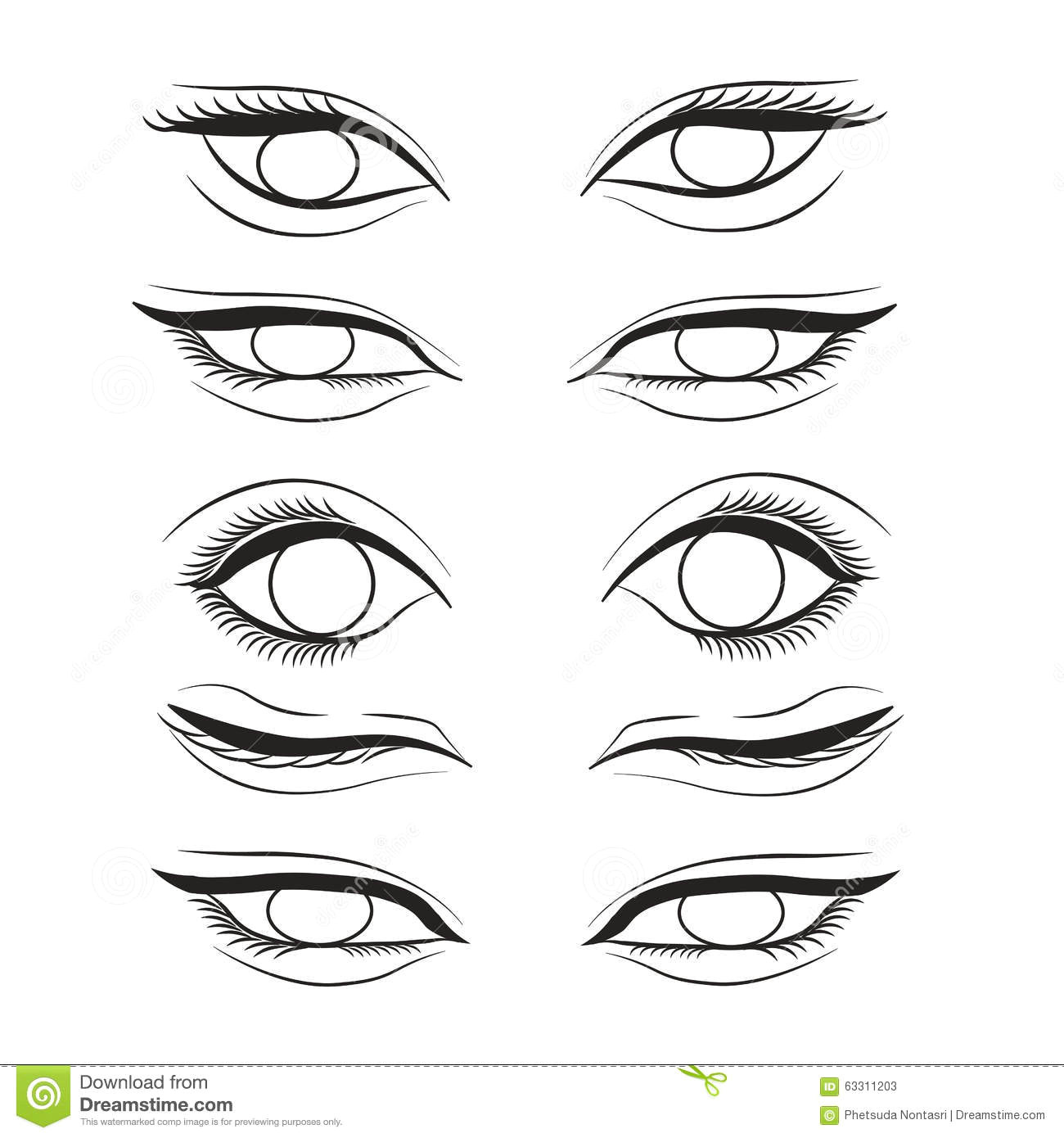 Drawing Eye Shapes Eye Cartoon Line Sketch Shape Design Abstract Illustration Stock