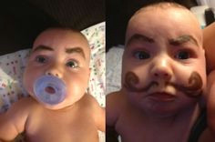 Drawing Eyebrows On Babies 124 Best Say Hi to Babies Images Funny Photos Funny Pics