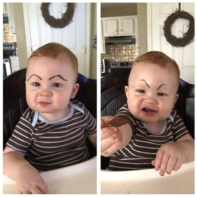 Drawing Eyebrows On Babies Fact Babies are 98 Funnier with Eyebrows Awwwwwwww Funny Baby