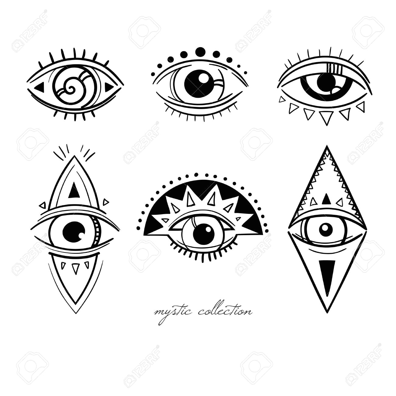 Drawing Eyes Clipart Esoteric Symbols with Eyes Vector Mysterious Signs with Eyes