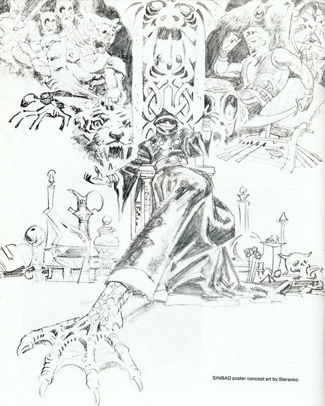 Drawing Eyes Comic Book Jim Steranko Poster Concept Art for 1977 Sinbad and the Eye Of the