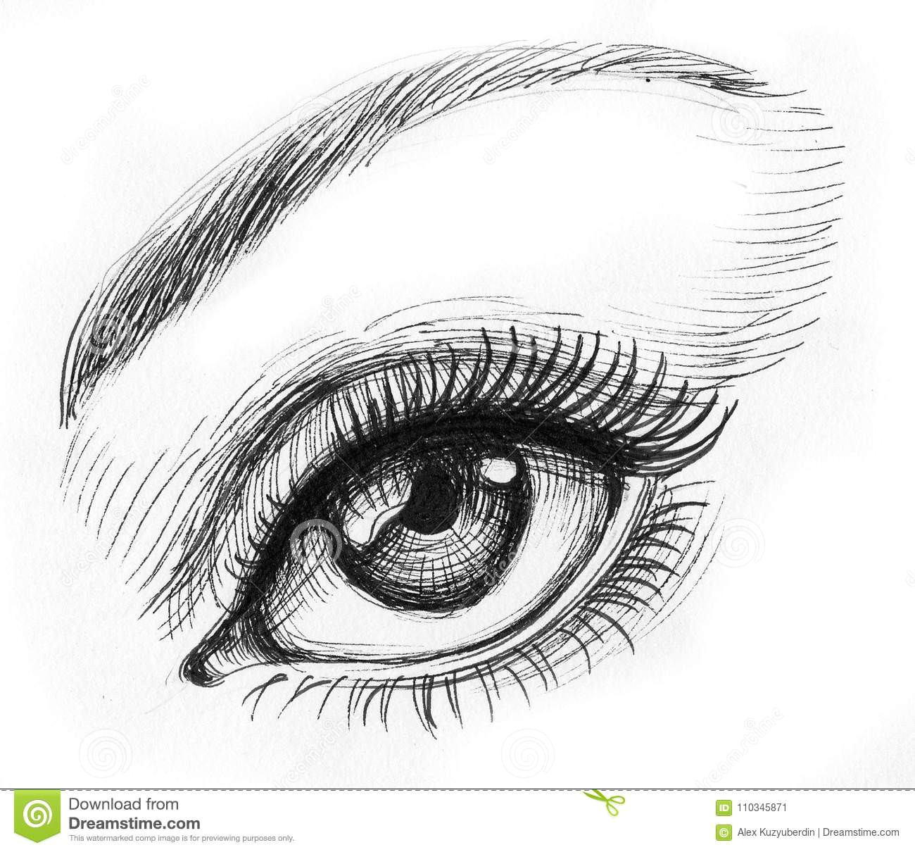 Drawing Eyes Ink Beautiful Female Eye Stock Illustration Illustration Of Girl