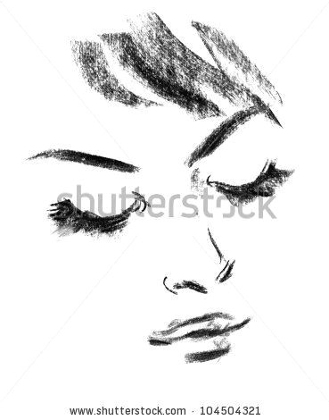 Drawing Eyes On Hand Female Silhouette Portrait Of Beautiful Girl Hand Drawn Drawing