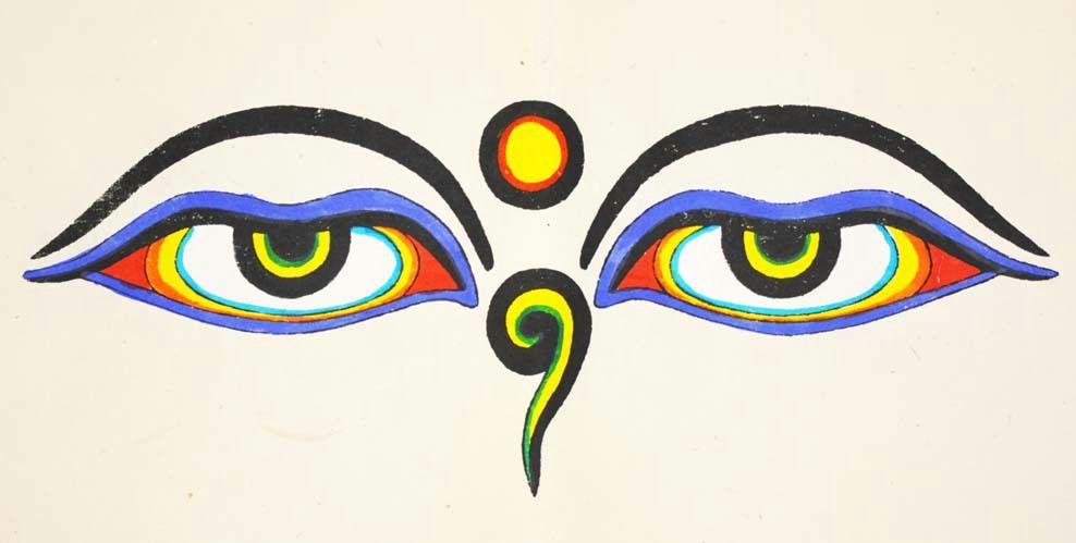 Drawing Eyes Symbolism Handmade Buddhist Poster with Buddha Eyes Symbol In 2019 Namaste