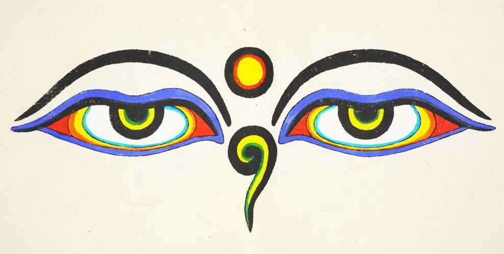 Drawing Eyes Symbolism Handmade Buddhist Poster with Buddha Eyes Symbol In 2019 Namaste