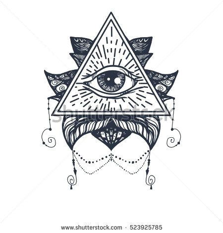 Drawing Eyes Symbolism Vintage All Seeing Eye In Mandala Lotus Providence Magic Symbol for