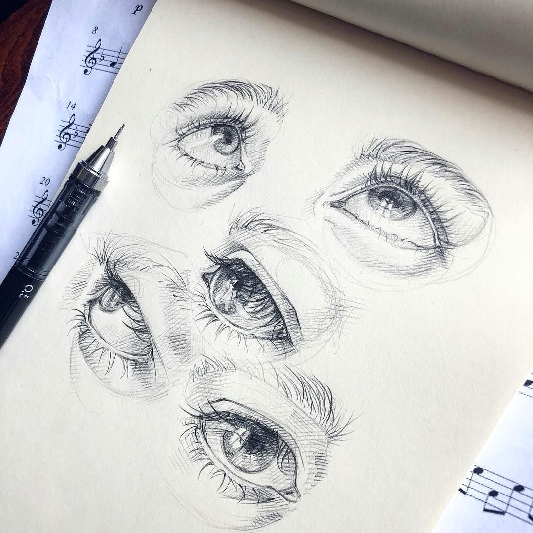 Drawing Eyes with Pen Lera Kiryakova Sketch Eyes Art Figurative Realistic Eye