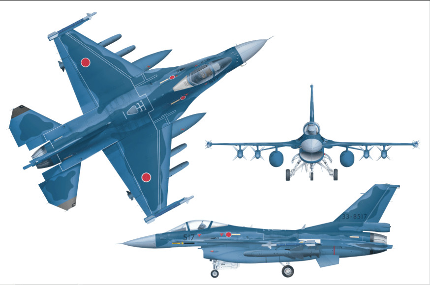 Drawing F-16 Mitsubishi F 2 Japan Thai Military and asian Region