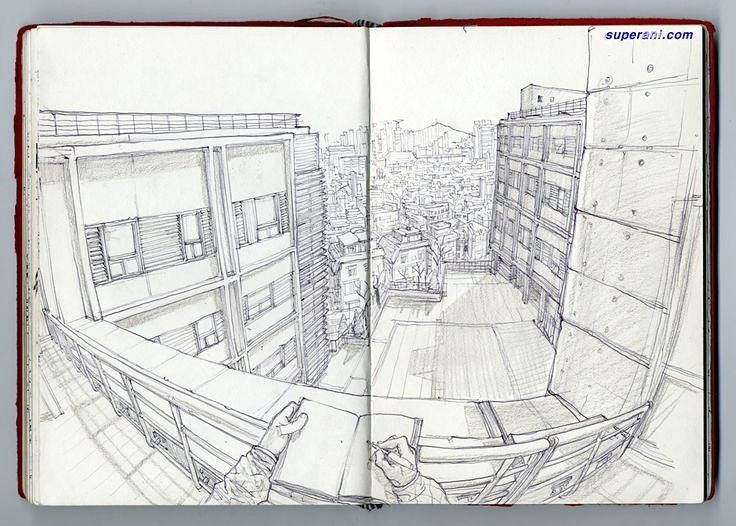 Drawing Fish Eye Perspective the World Through the Eyes Of Kim Jung Gi Seoul Illustration