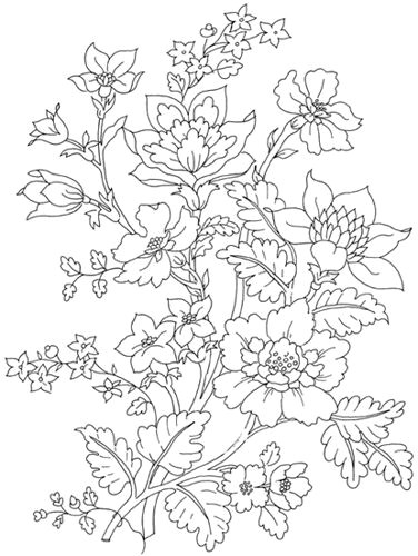 Drawing Flower Motif Flowers Embroidery Line Drawings and Patterns
