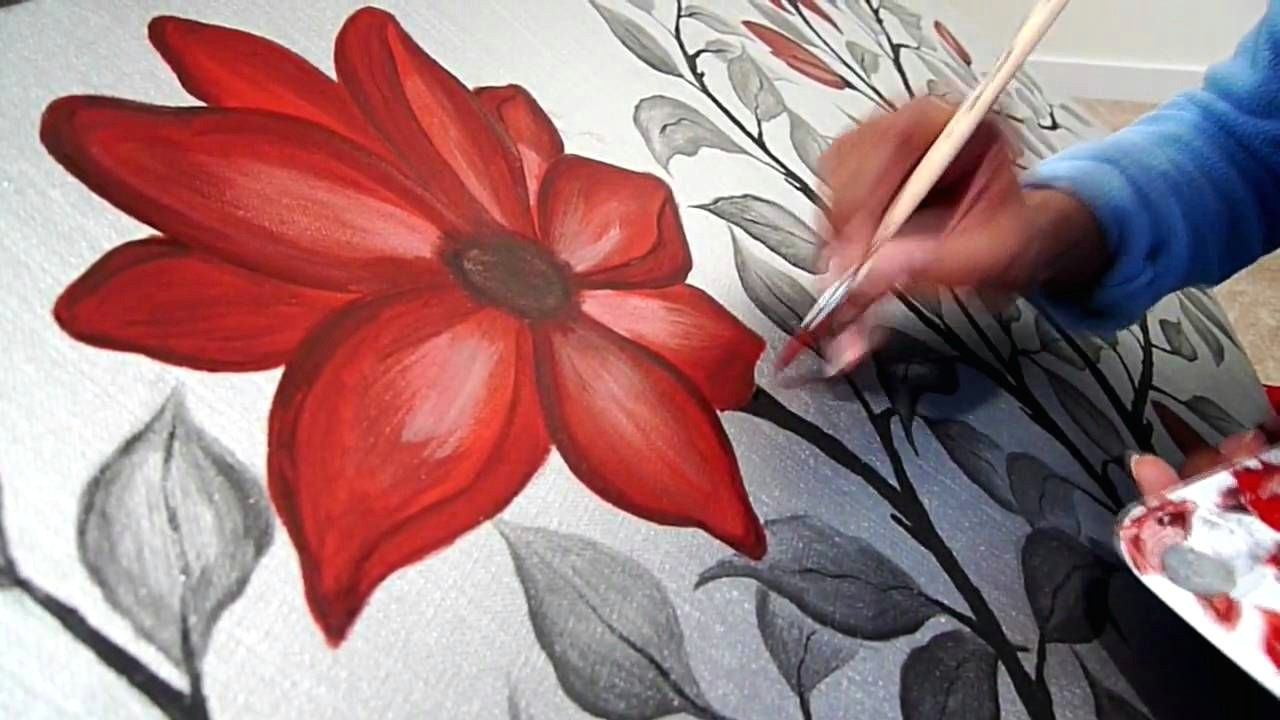 Drawing Flowers Acrylic Making Of Magnolias Acrylic Painting by Malathi Playlist