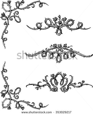 Drawing Flowers and Vines Vine Roses Set Of Thorny Rose Vines In Hand Drawn Sketch Set