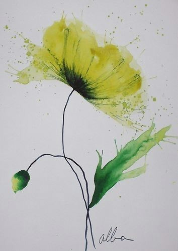 Drawing Flowers Aquarelle original Watercolour Painting Art Ebay by Sliafb Aquarelle