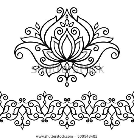 Drawing Flowers Border Vector Abstract oriental Style Flower Lotus Tattoo Design