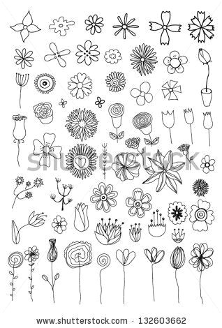 Drawing Flowers Doodling Set Of Flower Doodles by orfeev Via Shutterstock Mei Love