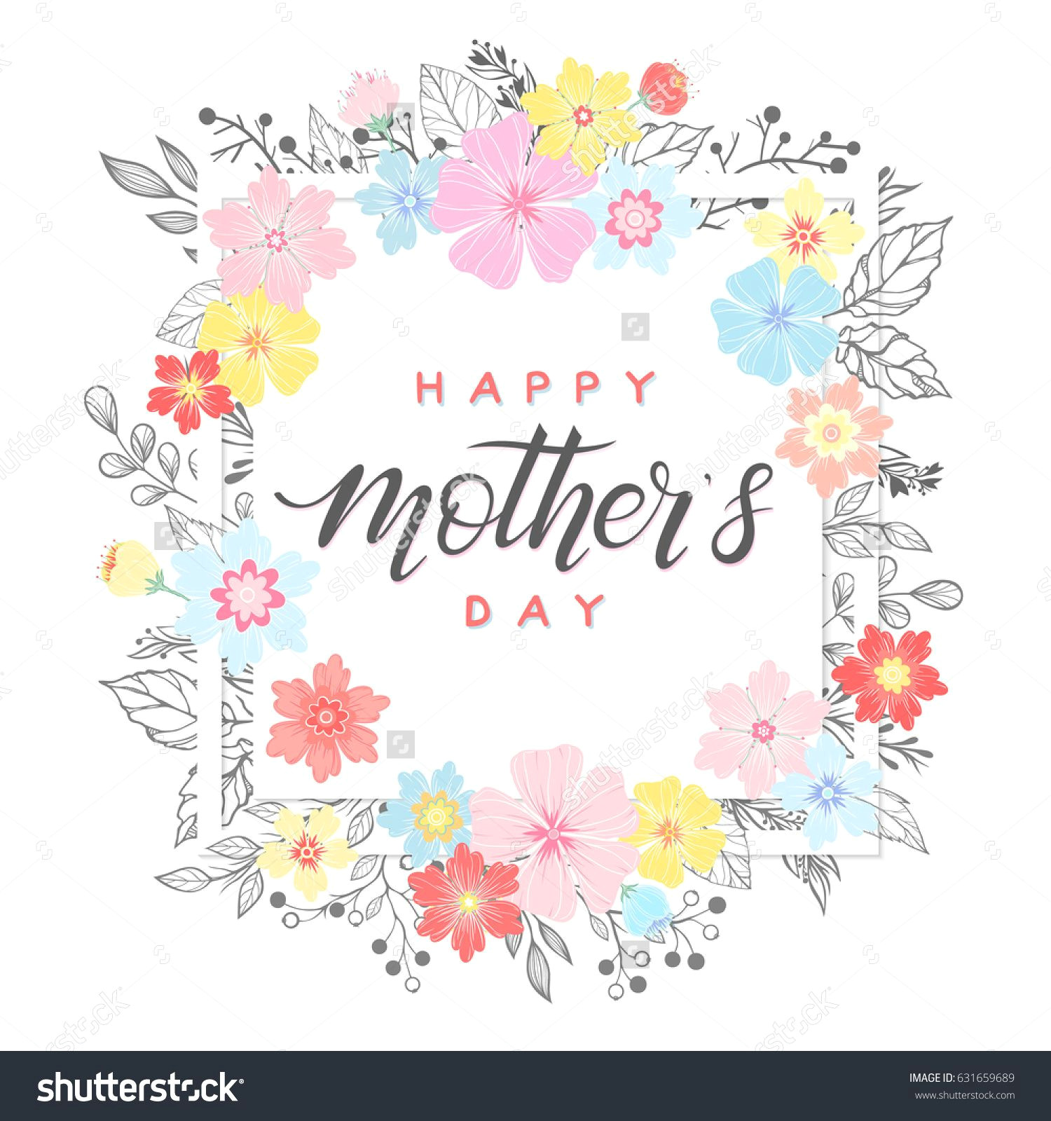 Drawing Flowers for Mother S Day Happy Mothers Day Typography Happy Mothers Day Hand Drawn