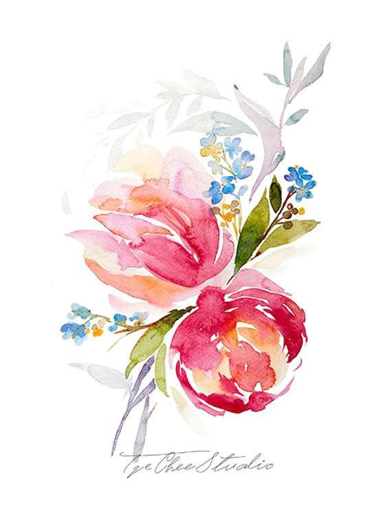 Drawing Flowers for Wall Peonies Peony Watercolor Painting Peony Flowers Printable Art