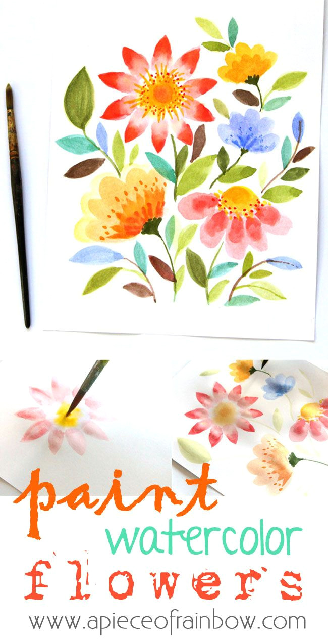 Drawing Flowers Greetings Paint Watercolor Flowers In 15 Minutes A Piece Of Rainbow Diy