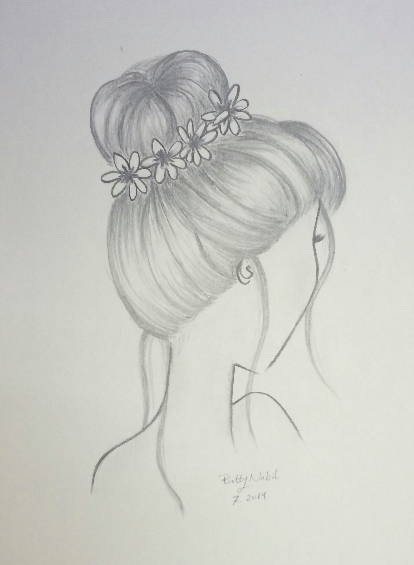 Drawing Flowers In Hair Lovely Draw Hair Bun Hairstyle with Flowers Draw Pinterest Best