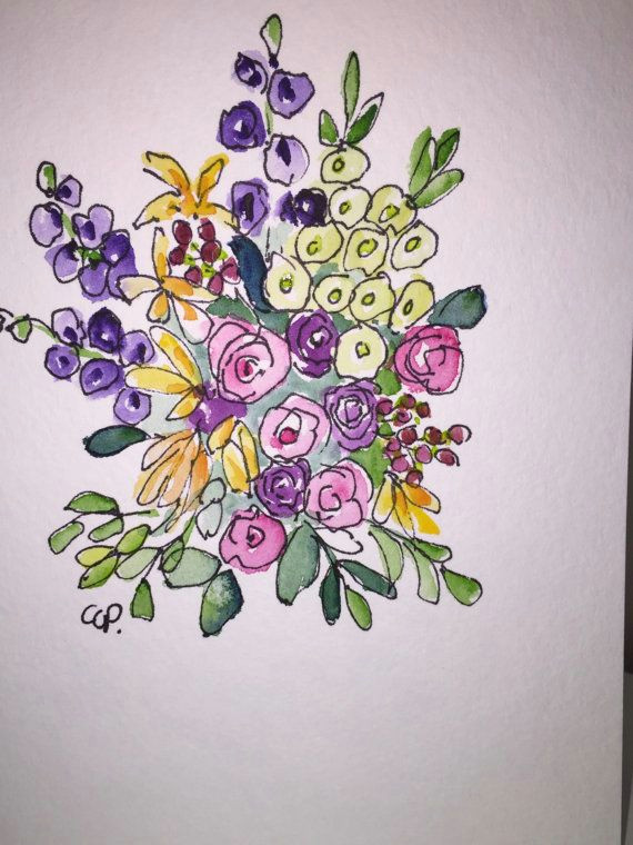 Drawing Flowers On Cards Flowers Water Card Hand Painted Watercolor Card This Card is An