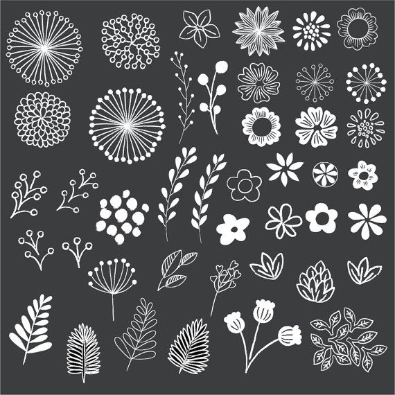 Drawing Flowers On Chalkboard Chalkboard Floral Clipart Clip Art Floral Clipart Chalk