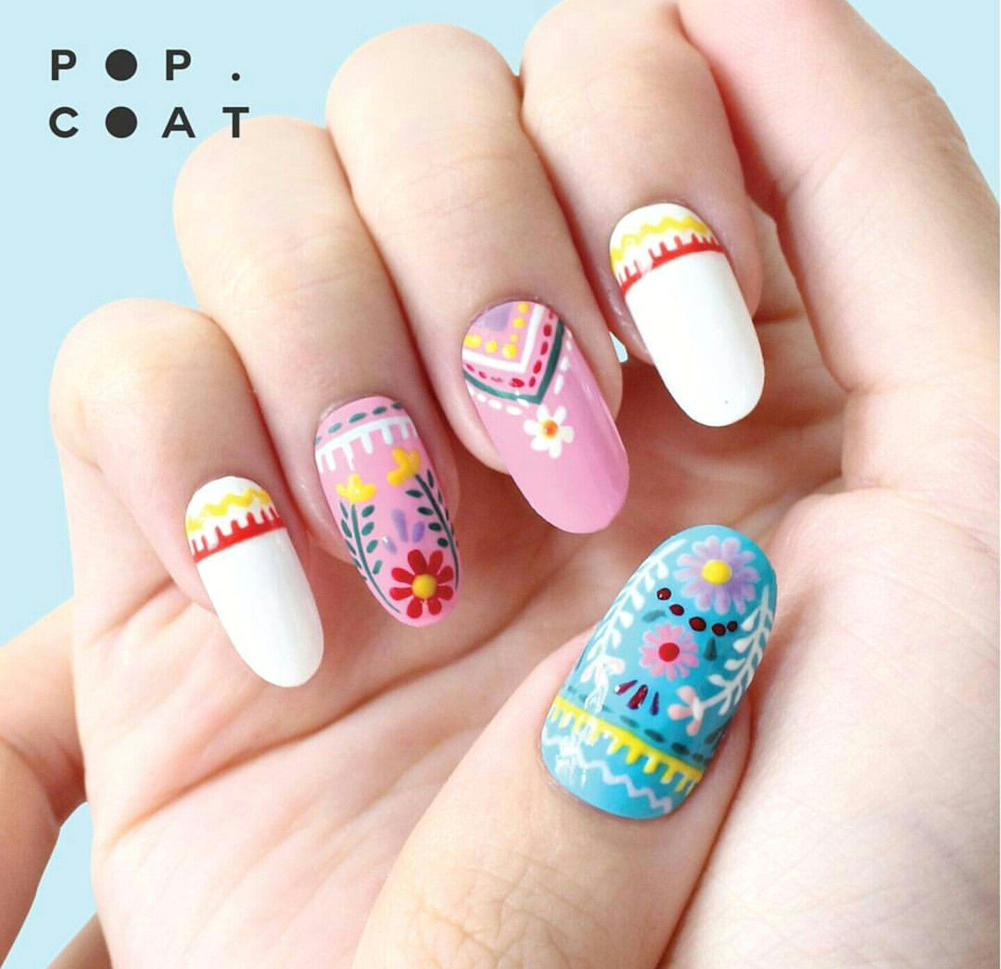 Drawing Flowers On Nails Embroidery Inspired Floral Nail Art Floral Nails Pinterest