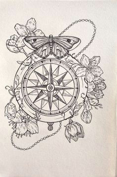 Drawing Flowers Using A Compass 105 Best Clock and Compass Tattoo Images Tattoo Ideas Awesome
