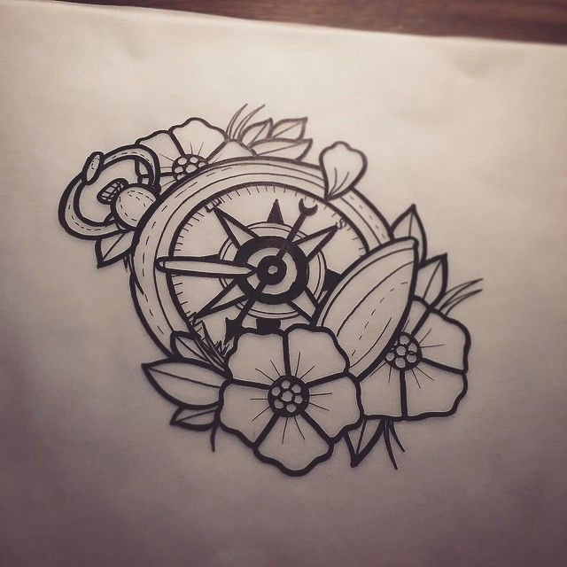Drawing Flowers with A Compass Tattoo Compass with Flowers Tattoo Tatuajes Tatuajes