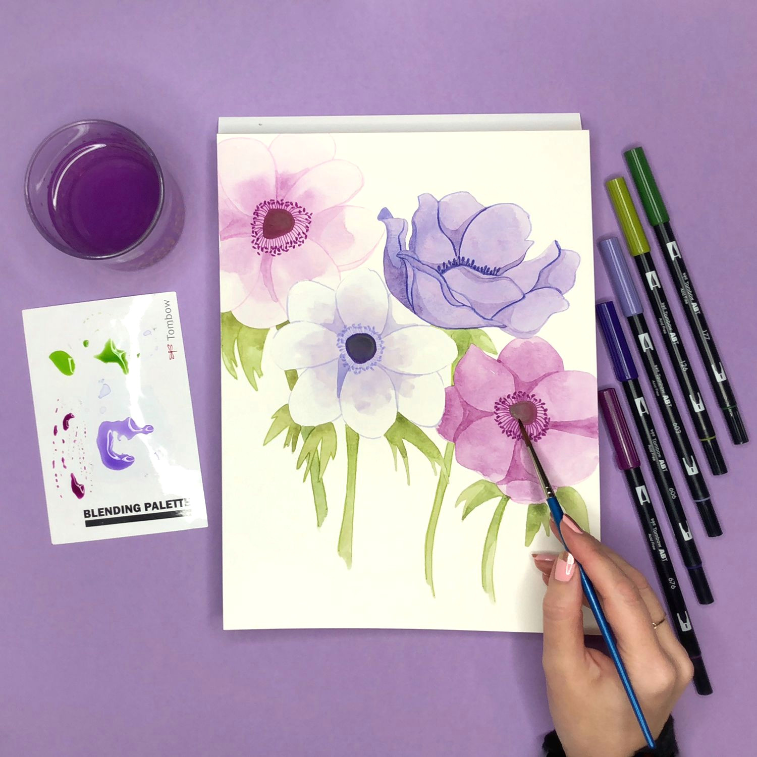 Drawing Flowers with Brush Pen How to Draw An Anemone Flower tombow Blog Projects Drawings