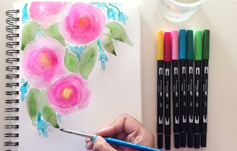 Drawing Flowers with Brush Pen Watercolor Roses Tutorial Acuarelas Pinterest Watercolor