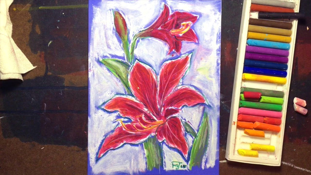 Drawing Flowers with Oil Pastels Use Oil Pastels to Create A Vibrant Drawing Of An Amaryllis Flower
