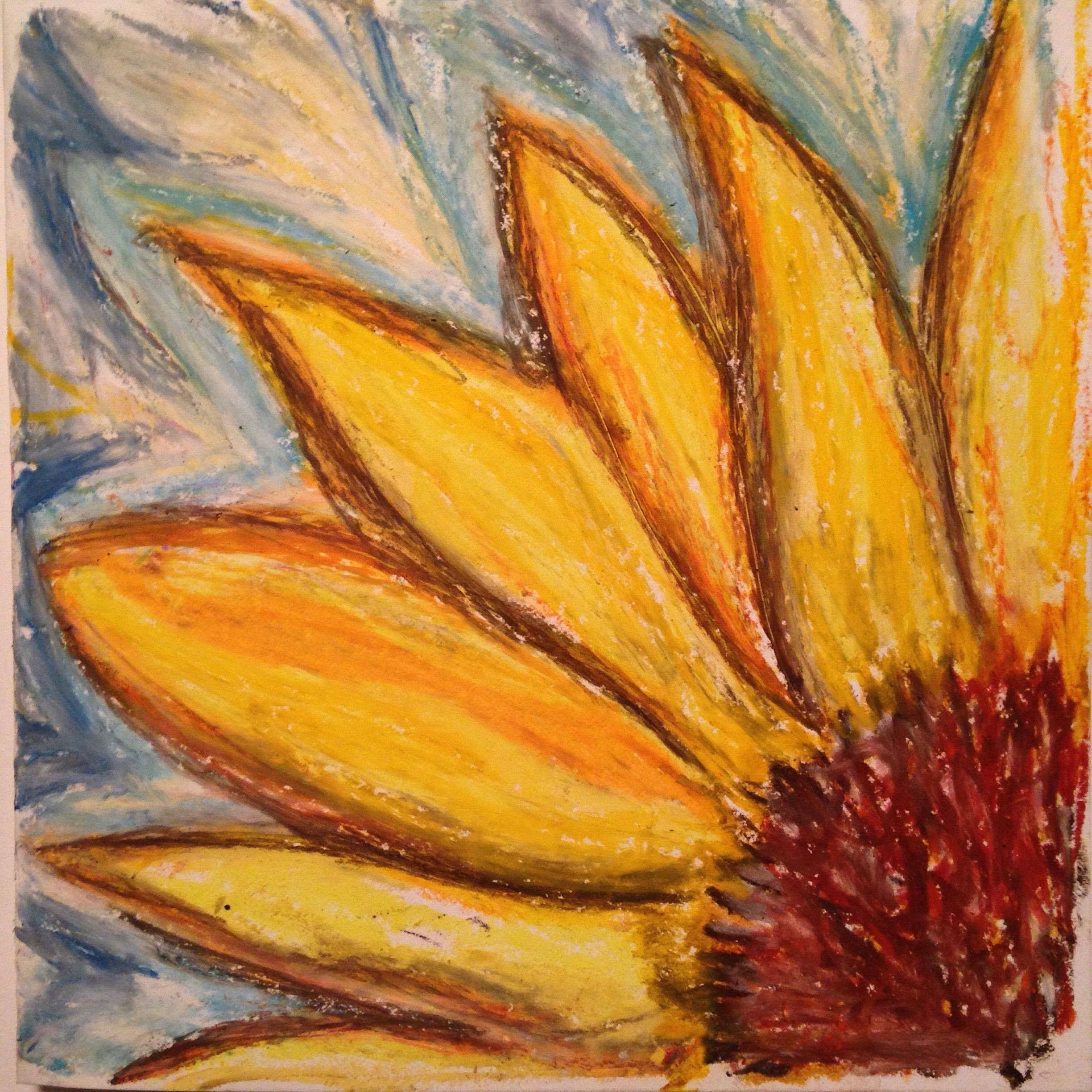 Drawing Flowers with soft Pastels Sunflower Abstract Oil Pastel Drawing by Onny Artbyonny Art