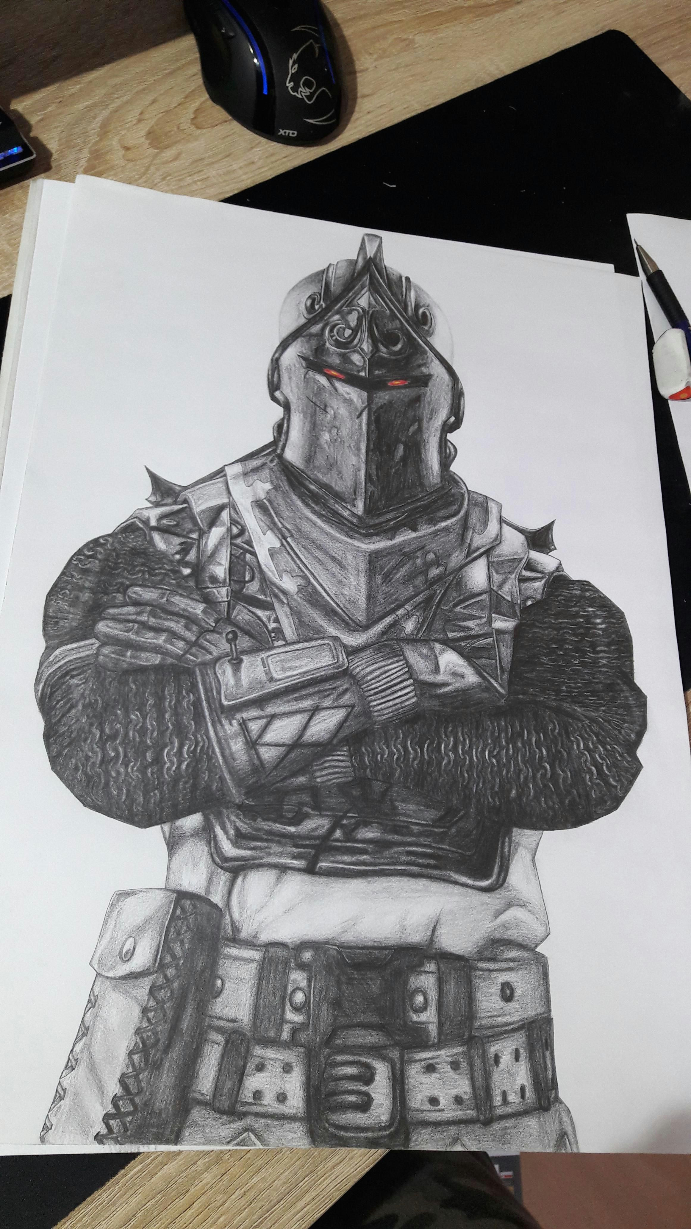 Drawing fortnite Skins Black Knight fortnite Drawing 30 X 40 Cm Art Drawings Art Game Art
