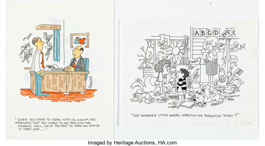 Drawing Gag Cartoons Fred Thomas Single Panel Gag Strips original Art Group Of 10 Lot