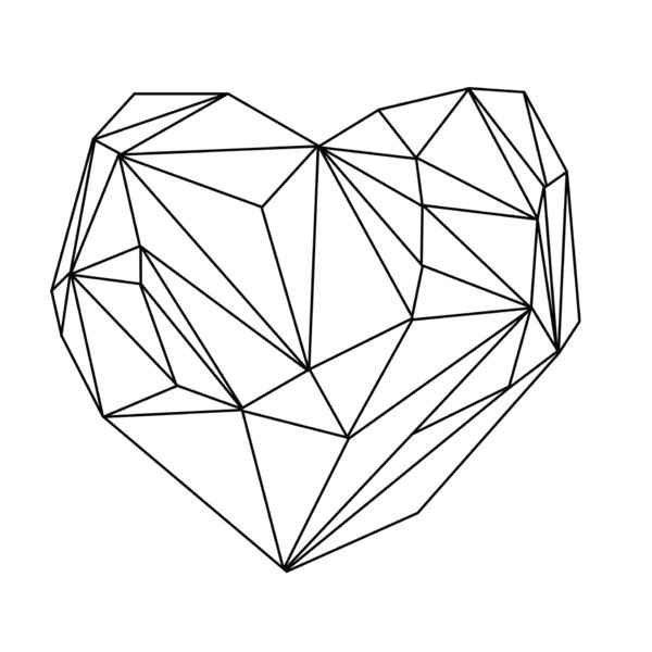 Drawing Geometric Heart Heart Graphic Black On White Canvas Print Nyc Apt Pinterest