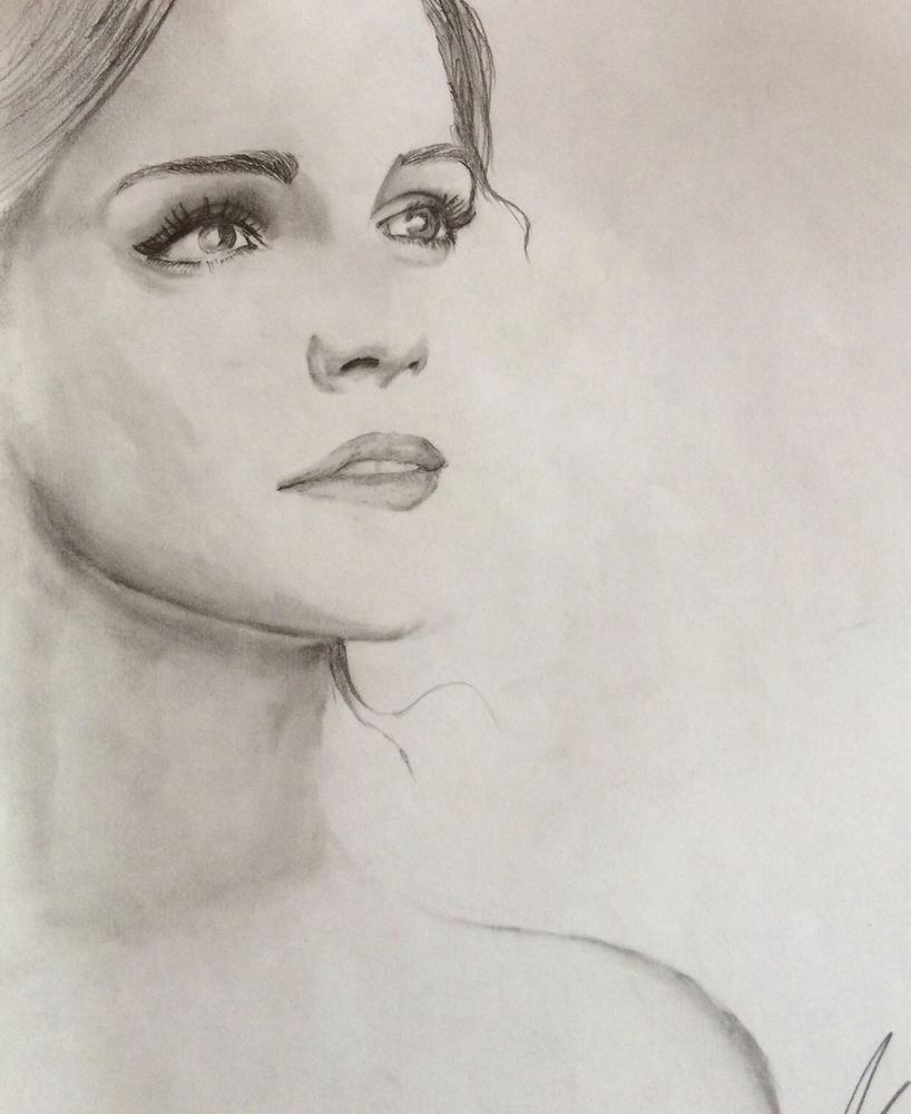 Drawing Girl 11 original Graphite Drawing Of Emma Watson Ebay Bid Ending at 11 Am