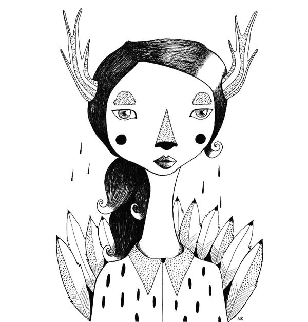 Drawing Girl Deer Mujer Ciervo Drawing Illustration Drawings Art