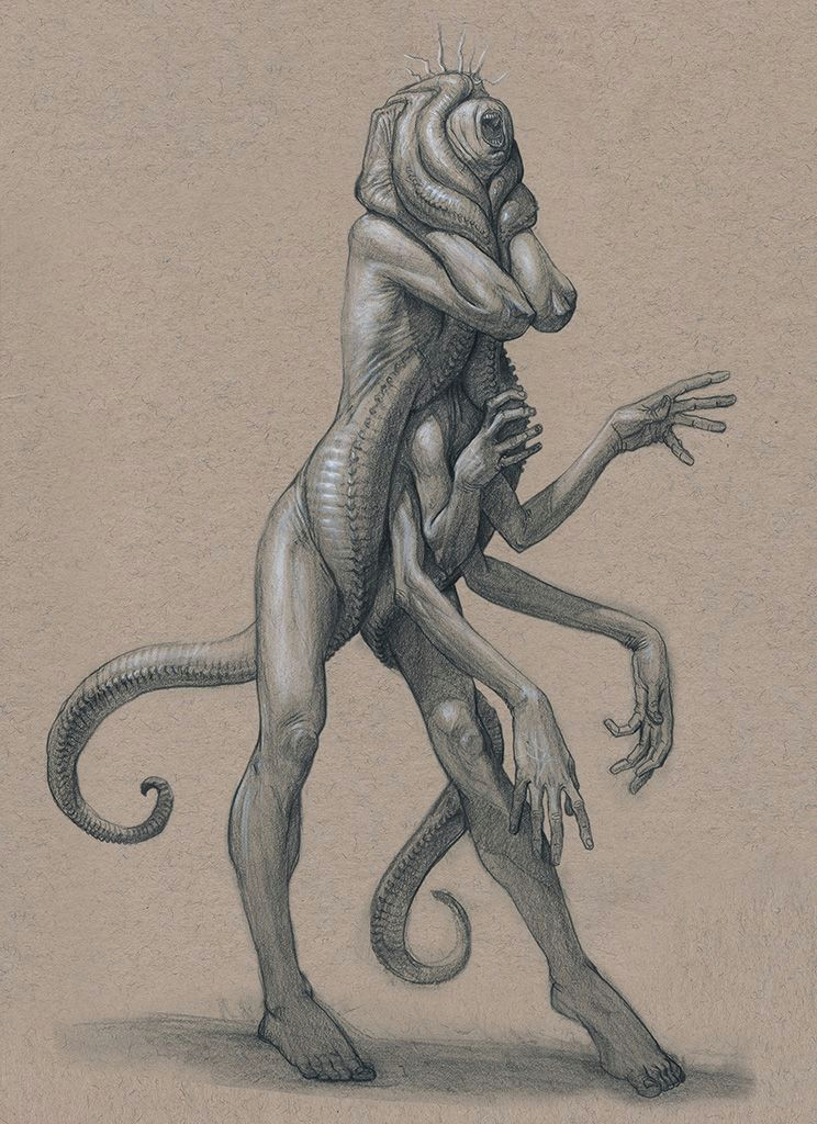 Drawing Girl Demon Amalgam Worm by Mavros Thanatos Female Demon Devil Monster Beast