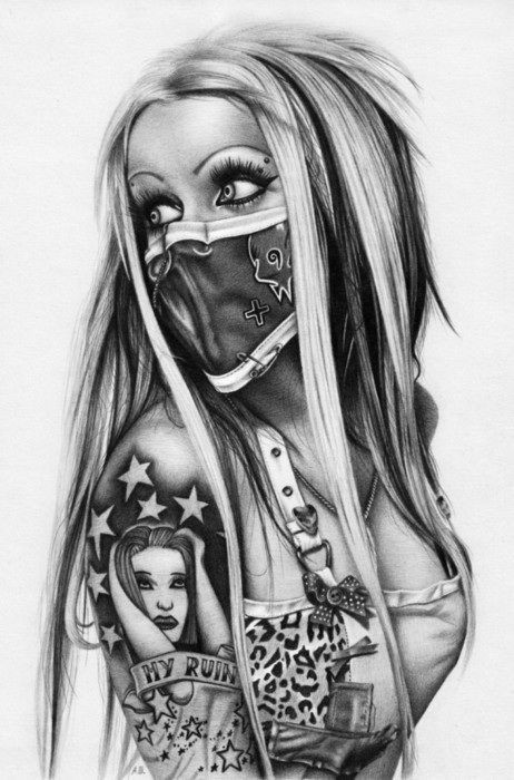 Drawing Girl Gangsta Black and White Drawings Fantasy About A Year Ago Colorless