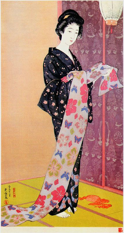 Drawing Girl Kimono Hanga Gallery torii Gallery Young Woman In Summer Kimono by
