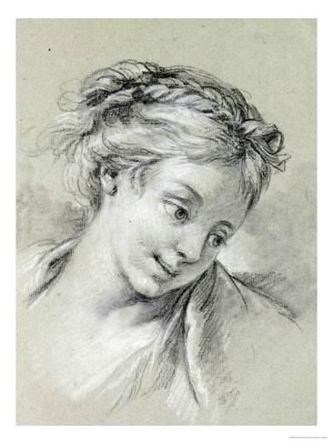 Drawing Girl Looking Down Giclee Print Head Of A Girl Looking Down to the Right by Francois