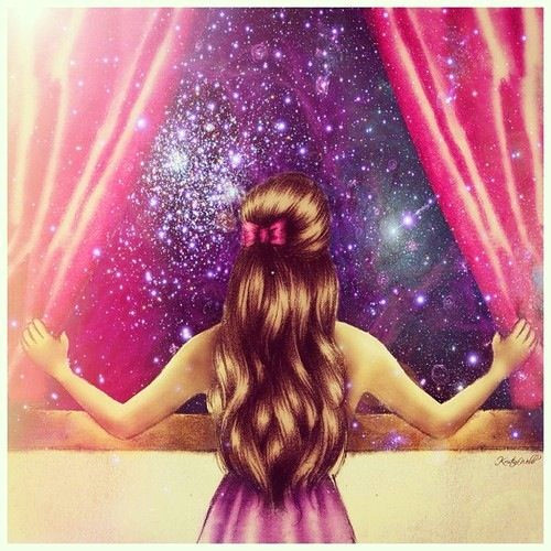 Drawing Girl Looking Up Girl Cosmos Looking at Stars Out Of Window Styles for Breeze