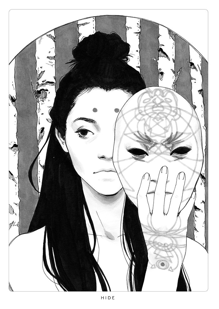 Drawing Girl Mask Djamila Knopf Hide I Wear A Mask In 2019 Drawings Artwork Art