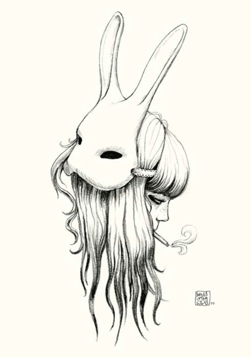 Drawing Girl Mask Simple Tattoo 3 Drawings Art Illustration