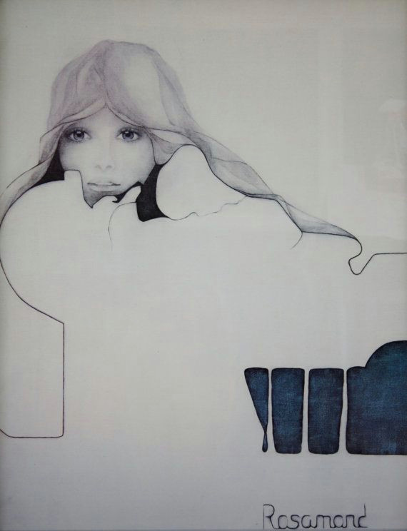 Drawing Girl Mod Rosamond Blue Ice Poster Print 70s Feminist Girl Framed Artist