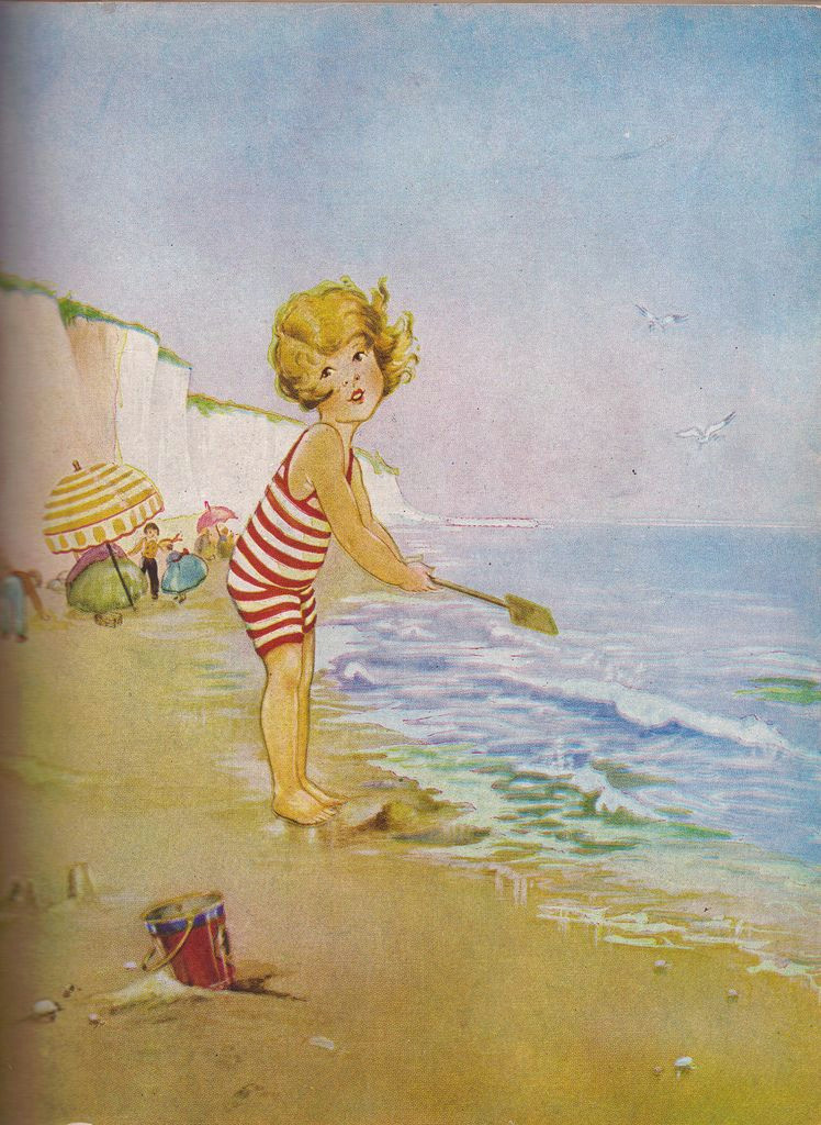Drawing Girl On Beach Eulalie A Child S Garden Of Verses Illustration Little Girl at